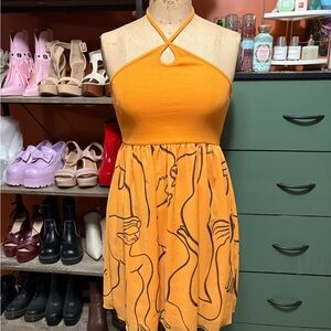 Zara Orange Halter Mini Dress